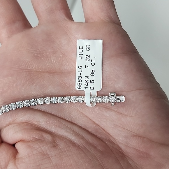 5.05 CT Lab-Grown Diamonds NWT 14K White Gold Tennis Bracelet Non-certified - Picture 4 of 7